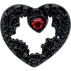 16G 5/16 Red Gem Black Steampunk Skull Labret Monroe Tragus