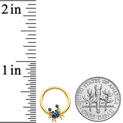 16G 3/8 Gold Tone Blue Crab Nautical Hinged Segment Ring