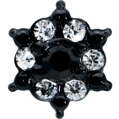 20G 1/4 Clear CZ Gem Black Abstract Sun Nose Bone