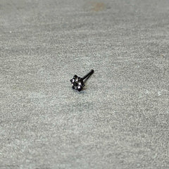 20G 1/4 Clear CZ Gem Black Abstract Sun Nose Bone