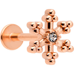 16G 5/16 Clear Gem Rose Gold Tone Snowflake Labret Monroe Tragus