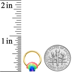 16G 3/8 Gold Tone Rainbow Scallop Shell Hinged Segment Ring