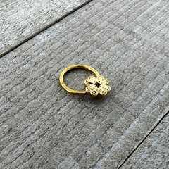 16G 3/8 Yellow Gem Gold Tone Texture Cross Hinged Segment RIng