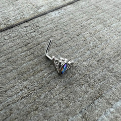 20G 7mm Aurora Gem Deco Waves L Shape Nose Ring