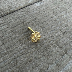 20G 1/4 Yellow Gem Gold Tone Textured Cross Nose Bone