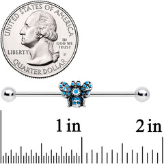14G Texture Blue Butterfly Industrial Barbell 38mm