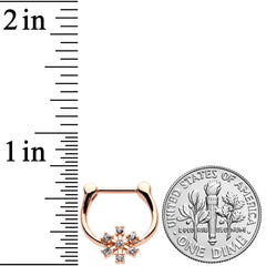 16G 5/16 Clear Gem Rose Gold Tone Geo Snowflake Cartilage Clicker