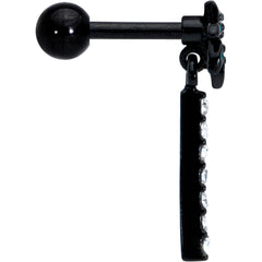 16G 1/4 Clear Gem Black Night Palm Tree Dangle Cartilage Earring