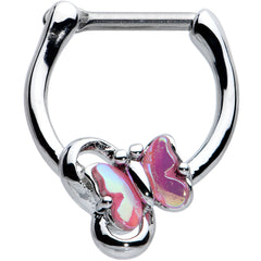 16G 5/16 Heart Pink Butterfly Cartilage Clicker