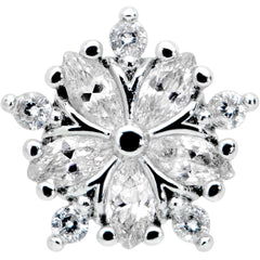 16G 1/4 Clear CZ Gem Floral Burst Cartilage Tragus Earring