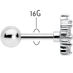 16G 1/4 Clear CZ Gem Floral Burst Cartilage Tragus Earring