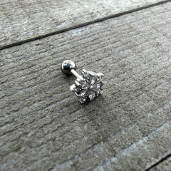 16G 1/4 Clear CZ Gem Floral Burst Cartilage Tragus Earring