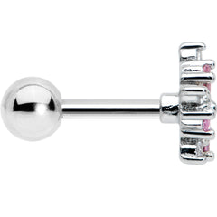 16G 1/4 Pink CZ Gem Floral Burst Cartilage Tragus Earring