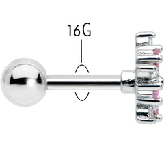 16G 1/4 Pink CZ Gem Floral Burst Cartilage Tragus Earring