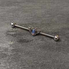 14G Aurora Gem Art Deco Style Waves Industrial Barbell 38mm