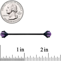 14G Purple Amethyst Black Skeleton Hand Industrial Barbell 38mm