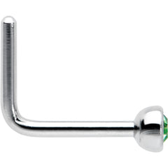 20G 1/4 Green Gem Press Fit L Shape Nose Ring