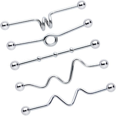 14G Loops Waves Industrial Project Bar 40mm Set of 5