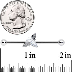 14G Clear Gem Offset Bat Halloween Industrial Barbell 38mm