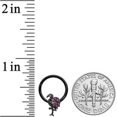 16G 3/8 Pink Gem Black Fashion Flamingo Hinged Segment Ring