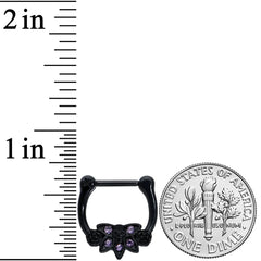 16G 5/16 Purple Gem Black Skull Blossom Cartilage Clicker