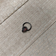 16G 3/8 Clear Red Gem Black Skull Halloween Hinged Segment Ring