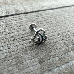 16G 5/16 Dolphin Blue Heart Valentines Day Labret Monroe Tragus