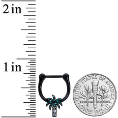16G 5/16 Clear Gem Black Night Palm Tree Dangle Cartilage Clicker