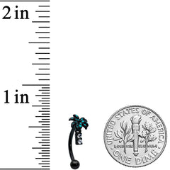 16G 5/16 Black Night Palm Tree Dangle Curved Eyebrow Ring