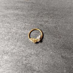 16G 3/8 Orange Gem Gold Hue Baroque Butterfly Hinged Segment Ring