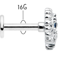 16G 1/4 Blue Clear Gem Abstract Arch Labret