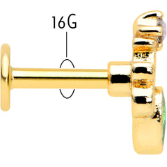 16G 1/4 Green Gem Gold Tone Shades of Spring Labret