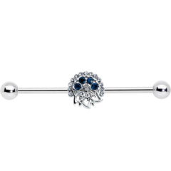 14G Blue Gem Abstract Arch Industrial Barbell 38mm
