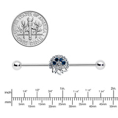 14G Blue Gem Abstract Arch Industrial Barbell 38mm