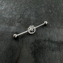14G Blue Gem Abstract Arch Industrial Barbell 38mm