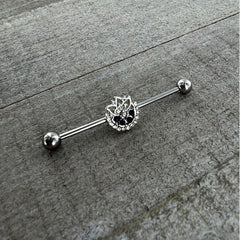 14G Blue Gem Abstract Arch Industrial Barbell 38mm