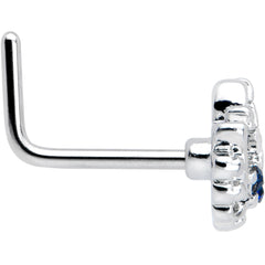 20G 7mm Blue Clear Gem Abstract Arch L Shape Nose Ring