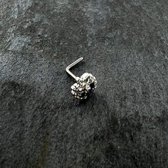 20G 7mm Blue Clear Gem Abstract Arch L Shape Nose Ring