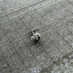 20G 7mm Blue Clear Gem Abstract Arch L Shape Nose Ring