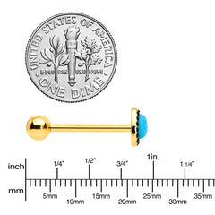 Gold Tone Southwestern Style Blue Drop Barbell Tongue Ring