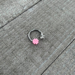 16G 3/8 Butterfly Pink Flower Horseshoe Circular Barbell