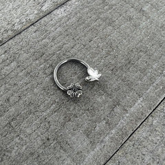 16G 3/8 Clear Gem White Butterfly Square Flower Horseshoe
