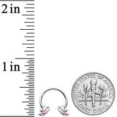 16G 3/8 Pink Wings Butterfly Horseshoe Circular Barbell