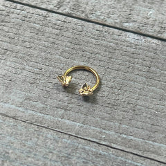 16G 3/8 Gold Tone Burnished Butterflies Horseshoe Circular Barbell