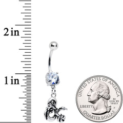 Officially Licensed Dungeons & Dragons Clear CZ Gem Dangle Belly Ring