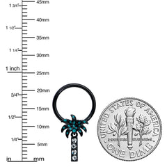 16G 3/8 Clear Gem Black Night Palm Tree Dangle BCR Captive Ring
