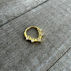 16G 3/8 Clear CZ Gem Gold Tone Heart Filigree Cartilage Clicker