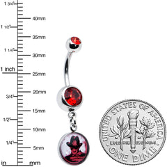 Licensed Nightmare On Elm Street Red Gem Freddy Dangle Belly Ring
