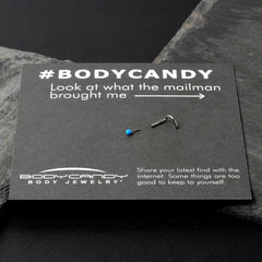 18G 1/4 Blue Synth Opal G23 Titanium Threadless Left Nose Screw