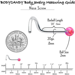 20G 1/4 Pink Synth Opal G23 Titanium Threadless Left Nose Screw